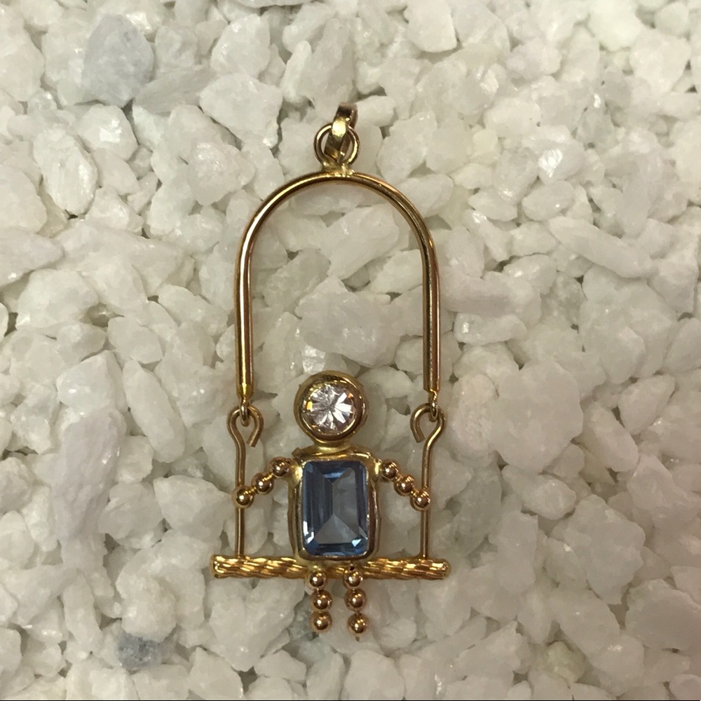 14K Yellow Gold boy Birthstone Pendant